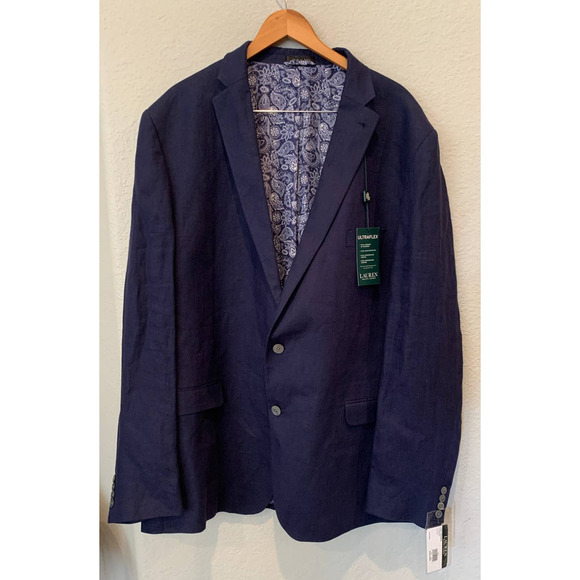 NWT Lauren Ralph Lauren Navy Linen Suit Separate Coat (52 XLong) - Picture 4 of 10